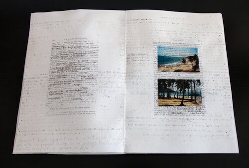 Palimpseste, 2018, impression photographique, graphite et encre sur feuille de parchemin, 30x42 cm.