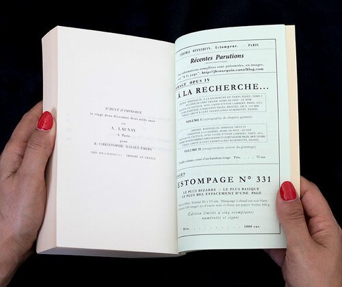 Ommage, A la recherche du temps perdu, Du côté de chez Swann, Paris, Christophe Daviet-Thery, 2011. Livre d'artiste, 19x13 cm, broché.