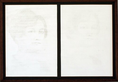 Visages, 2013. Fusain sur papier, diptyque, 43x60 cm. 