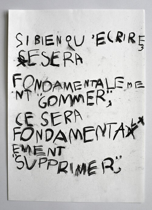 LTW (Gilles Deleuze, Sur la peinture), 2024, fusain sur papier, 29,7x21 cm.