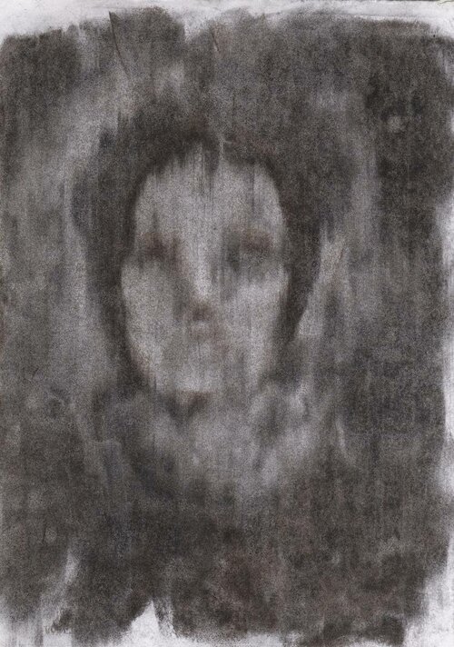 Visage, 2008. Fusain sur papier, 28x19,8 cm.