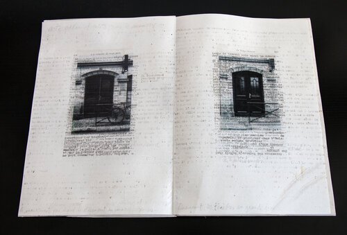 Palimpseste, 2018, impression photographique, graphite et encre sur feuille de parchemin, 30x42 cm.