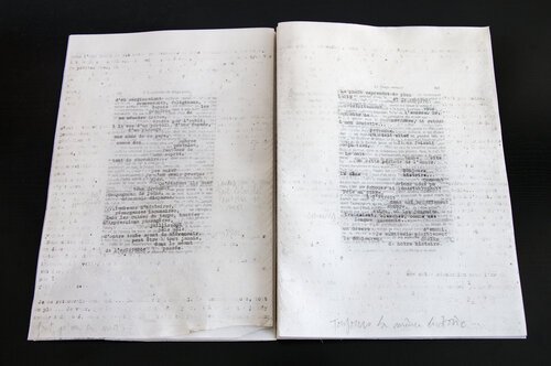 Palimpseste, 2018, graphite et encre sur feuille de parchemin, 30x21 cm.